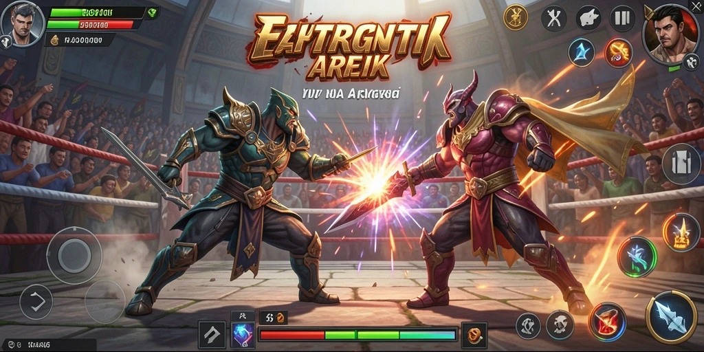 Gameplay mendebarkan di arena pertarungan 3446