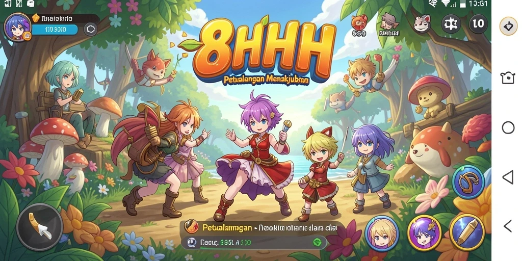 Tampilan gameplay mendebarkan dalam dunia anime 8HHH.