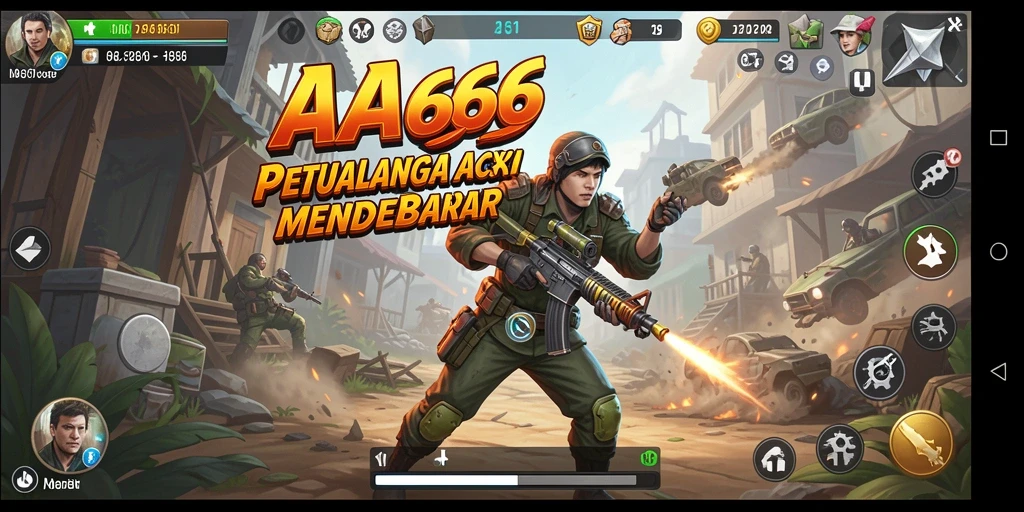 Screenshot menampilkan aksi intens dalam gameplay AA666 yang mendebarkan.