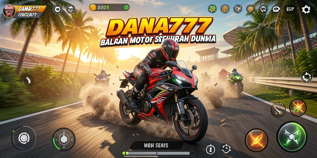 Gameplay mendebarkan dalam balapan motor DANA777.