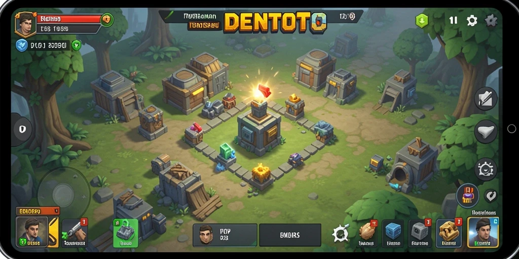 Tangkapan layar DENTOTO menunjukkan strategi seru dalam Tower Defense.