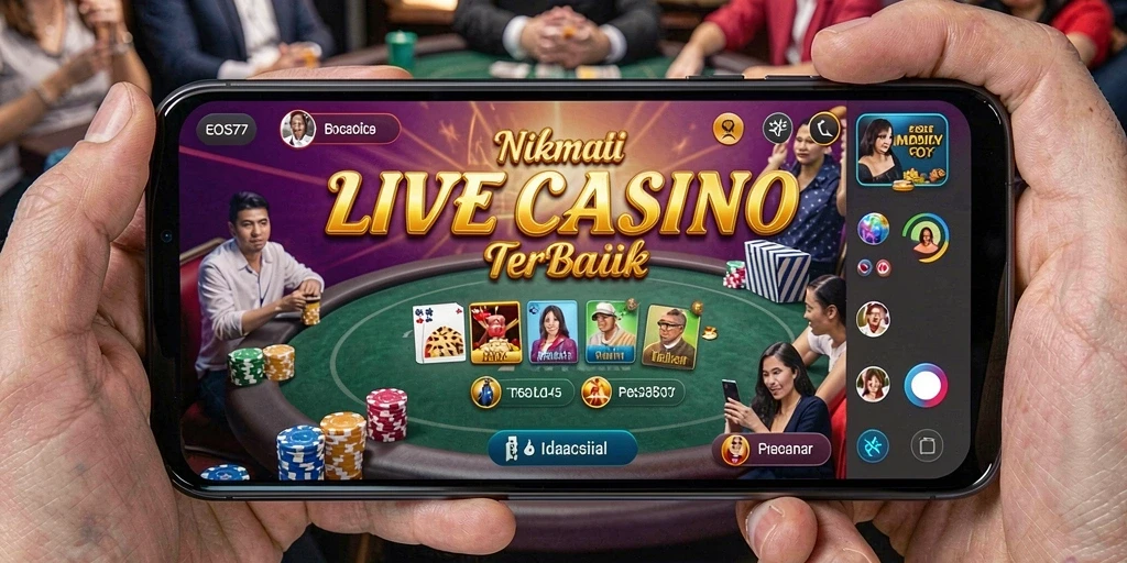 Tampilan gameplay Live Casino yang seru dan interaktif di EOS77.