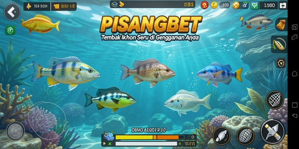 Screenshot gameplay PISANGBET dengan aksi menangkap ikan yang seru.