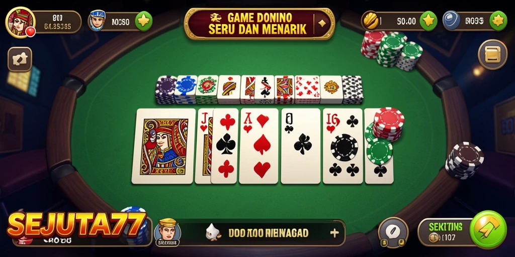 Tampilan gameplay seru dari SEJUTA77 saat bermain Domino.