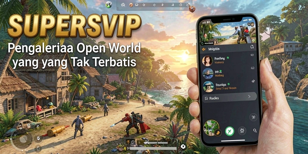 Gameplay SUPERSVIP menawarkan kebebasan penuh dalam menjelajahi dunia terbuka.