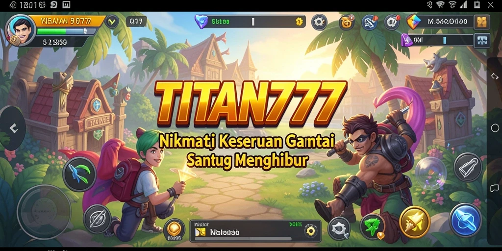 Tampilan gameplay menarik dari TITAN777 dengan warna yang cerah.