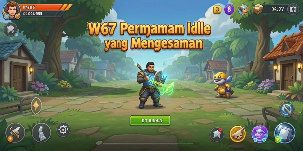 Screenshot gameplay W67 yang menunjukkan kemajuan pesat dalam permainan Idle.