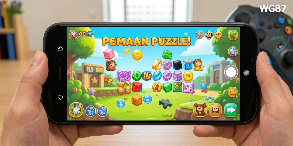 Screenshot gameplay dari WG87 dengan tantangan puzzle yang menarik.